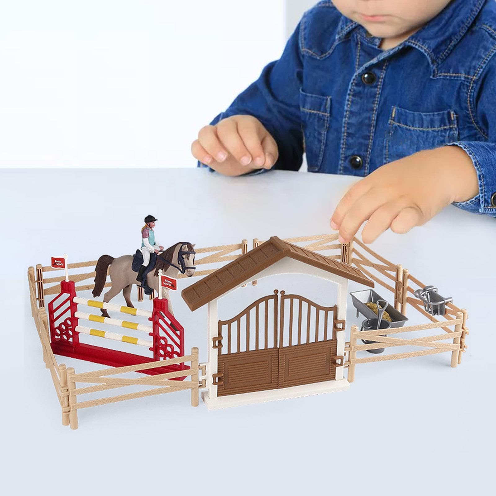 Set de Juego de Caballos con Figura de, Juguete de, Club de Equitación para Juegos de Figura de, Juguete de Caballos Par, Mujer Jinete