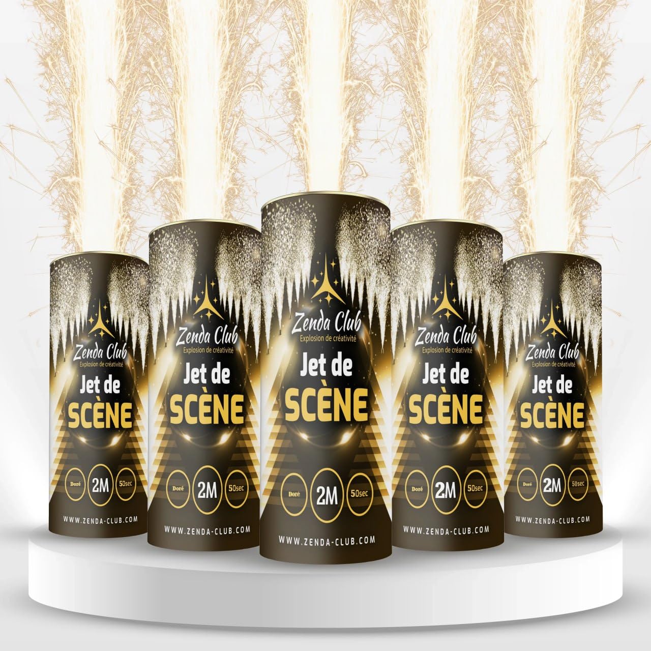 Lot de 5 Jets de Scène Dorés (2 Mètres / 50 Secondes) – Sans Déclencheurs – Effet Étincelles 2M – Idéal Événements, Fêtes, Célébrations – Zenda Club® | Catégorie F1