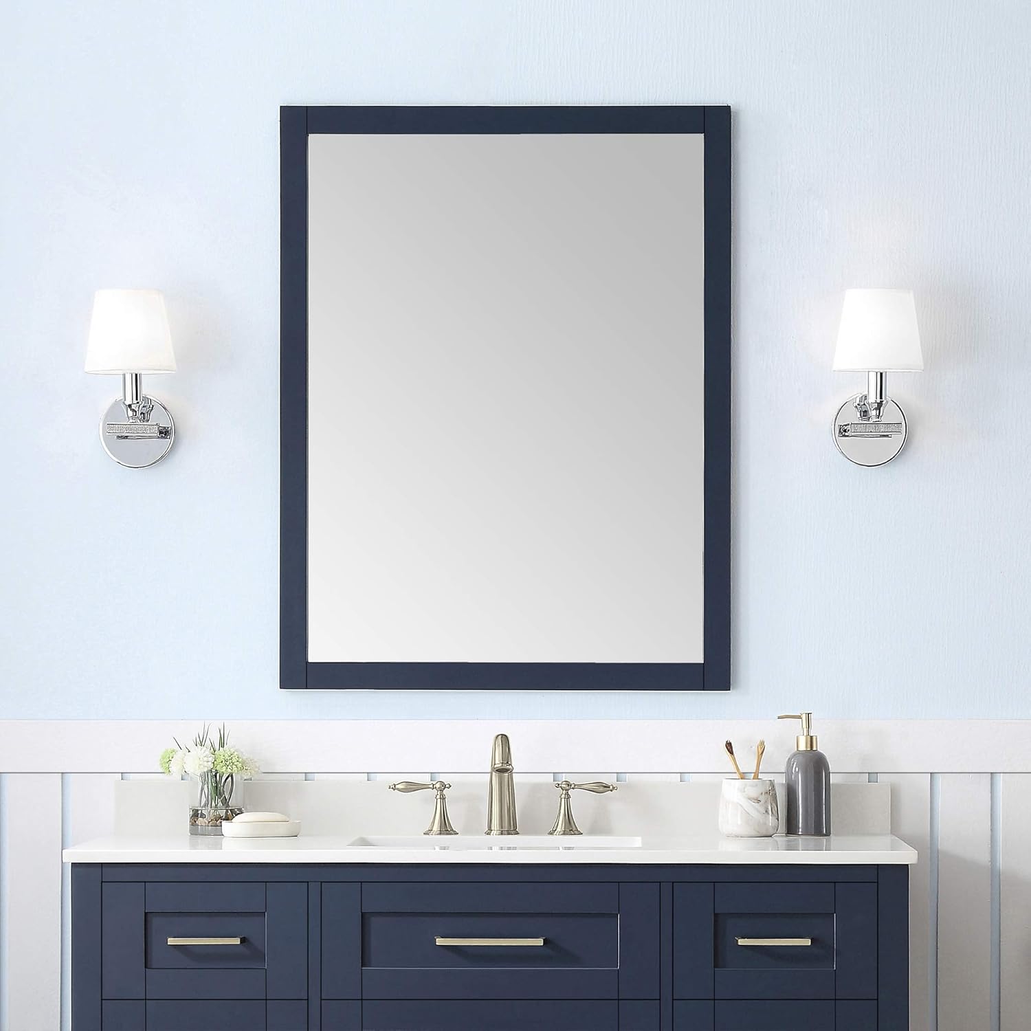 Ove Decors Maya 28 x 36 in. Rectangular Wall Mount Mirrors in Midnight Blue