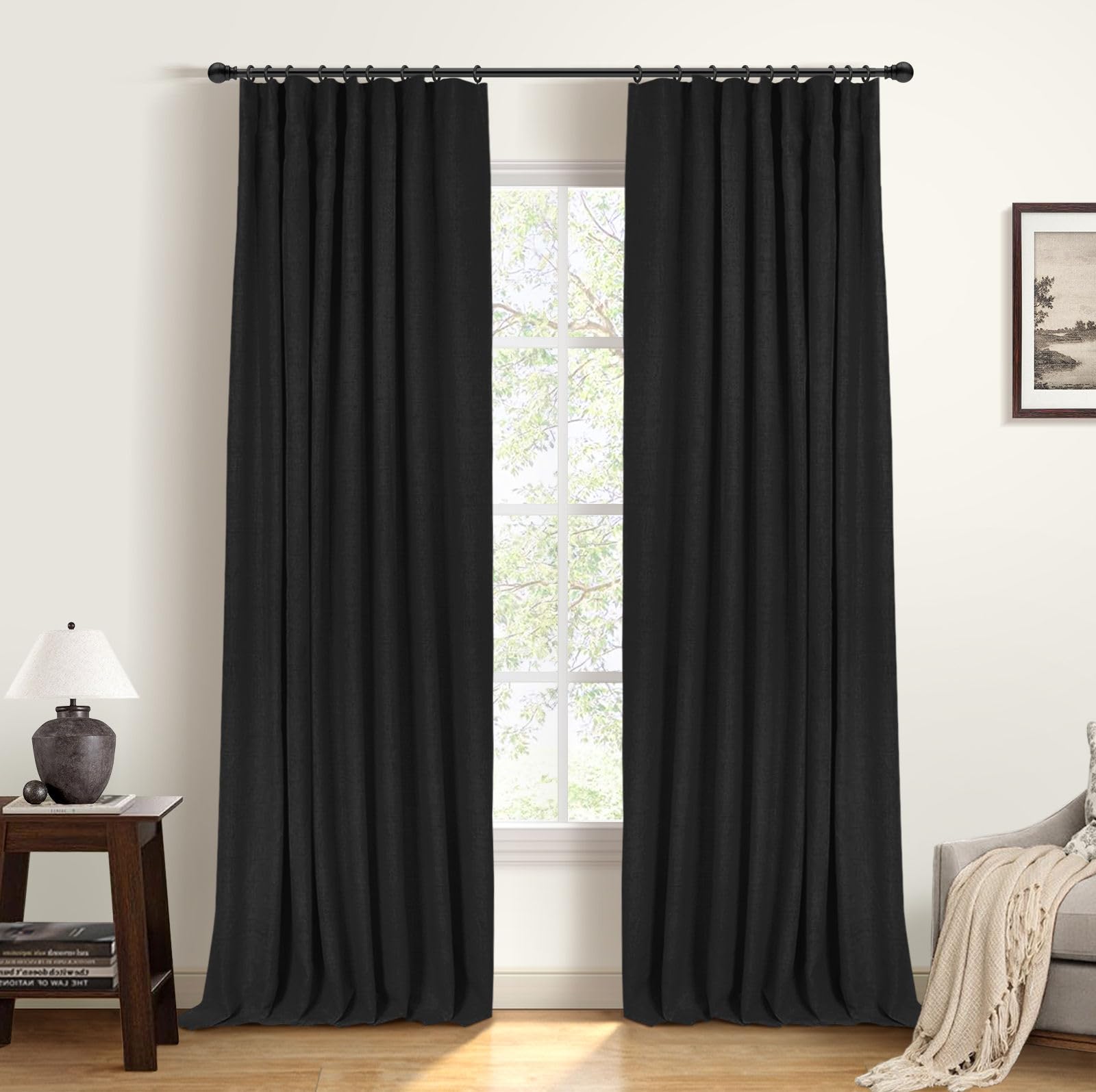 INOVADAY 100% Blackout Curtains for Bedroom Black Out Curtains 96 Inch Long