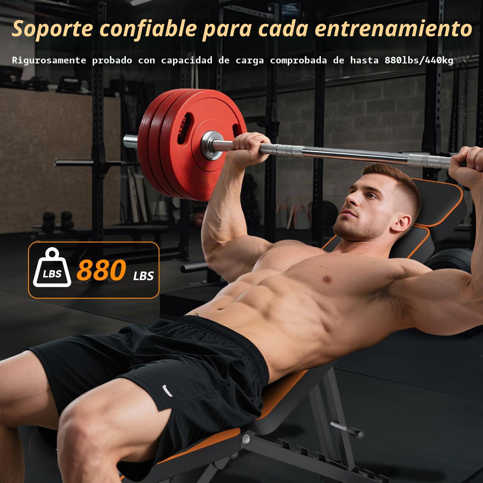 Dskeuzeew Banco de musculación plegable Banco de Pesas Plegable con 8 Posiciones Ajustables 400 KG Banco de declive Inclinado Prensa para casa