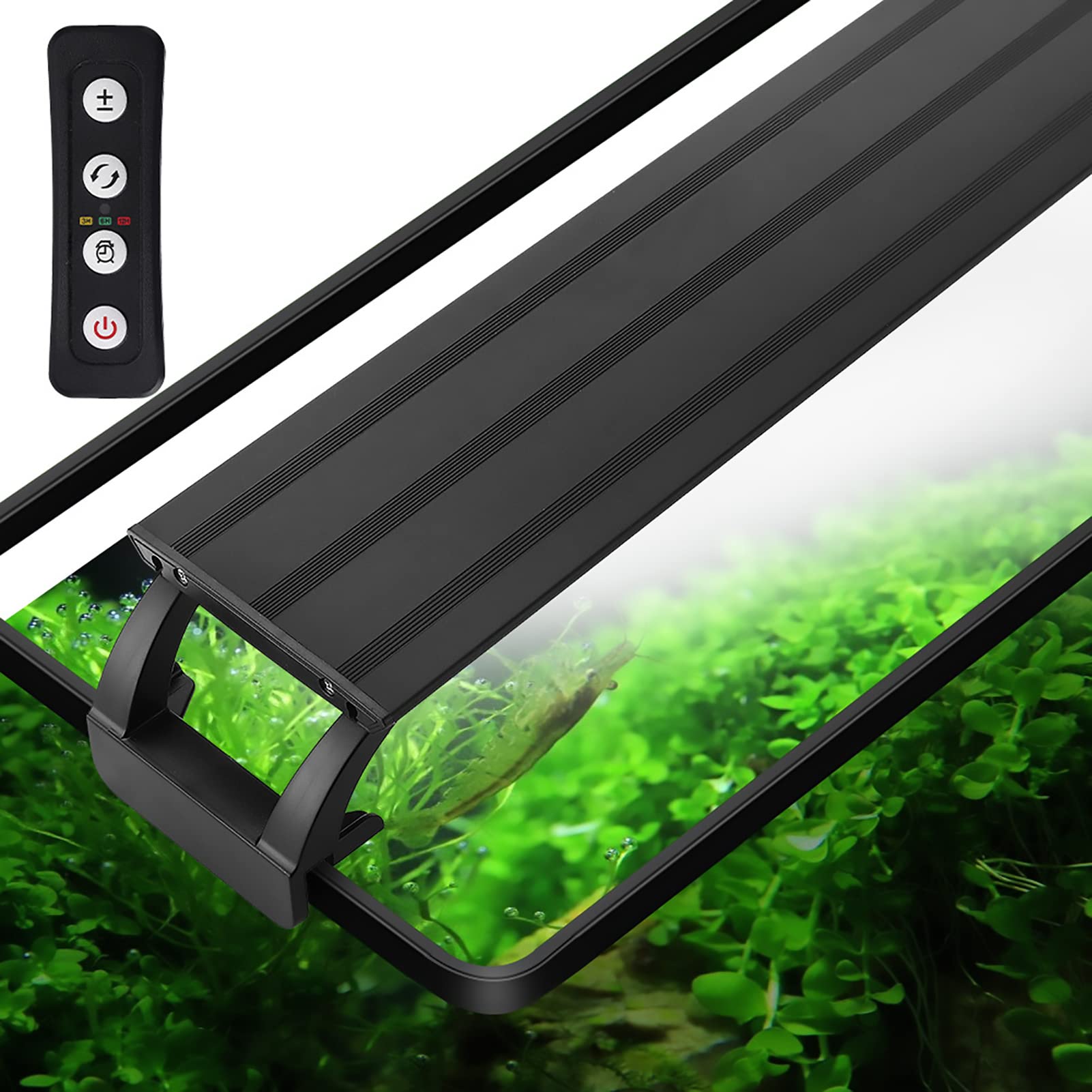 Kabxhueo Regulable Lampara LED Acuario Lámpara LED para Peceras con Temporizador y Soporte Ajustable Impermeable IP68 Iluminación LED para Acuarios Plantados,20W (73 to 80cm Fish tank)