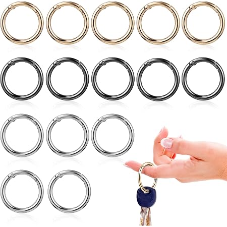 12-Pack Metal Spring O Ring Carabiner Keyrings - Snap Clip Trigger Rings For Keys, Bags, DIY Crafts (Orange) - View #7