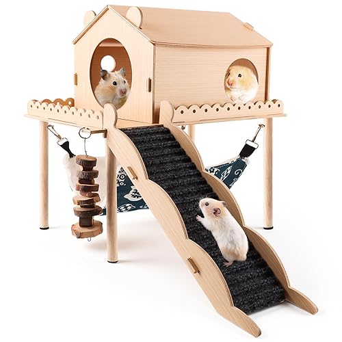 Kalolary Detachable Double-Decker Guinea Pig Hideout, Large Wooden Guinea Pig