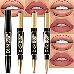 evpct 3Pcs Dusty Antique Rose Lip Liner and Lipstick Set Kit for Women Nude Beige Mauve Matte Fall Lipstick Shades Set Lip Stain Long Lasting Lipstick 24 hour Waterproof and Lip Liners Pencil Set