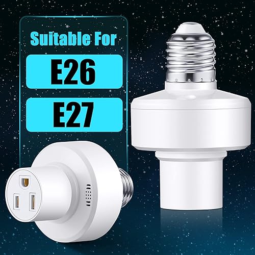Miniatura 3 de Meonum Adaptador de enchufe de bombilla a toma de corriente E26E27 a adaptador de salida de 3 clavijas con control remoto enchufe de enchufe de