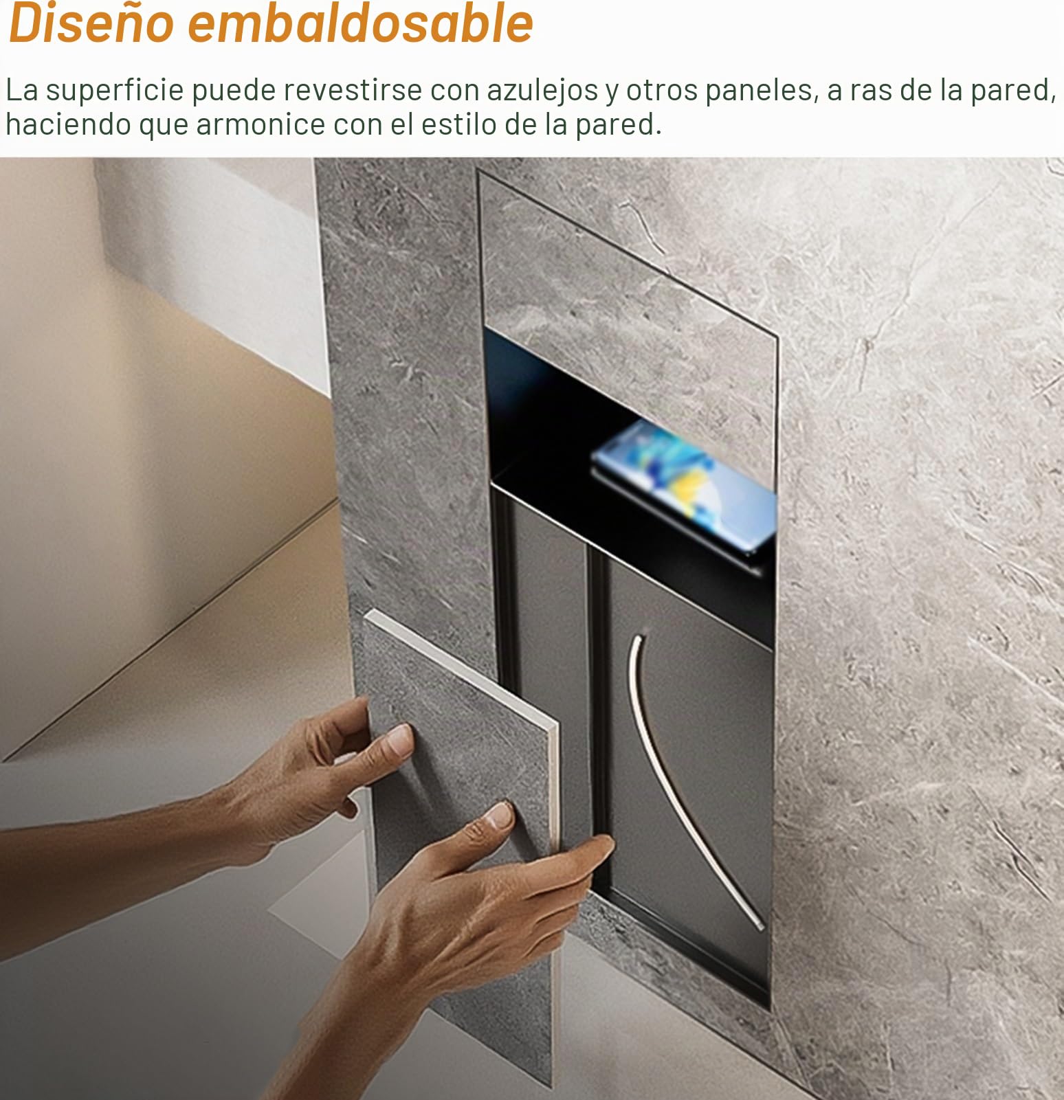Soporte empotrado para papel higiénico con cubo de basura y escobilla, inserto de nicho de pared para paneles de yeso, dispensador de papel higiénico para baño