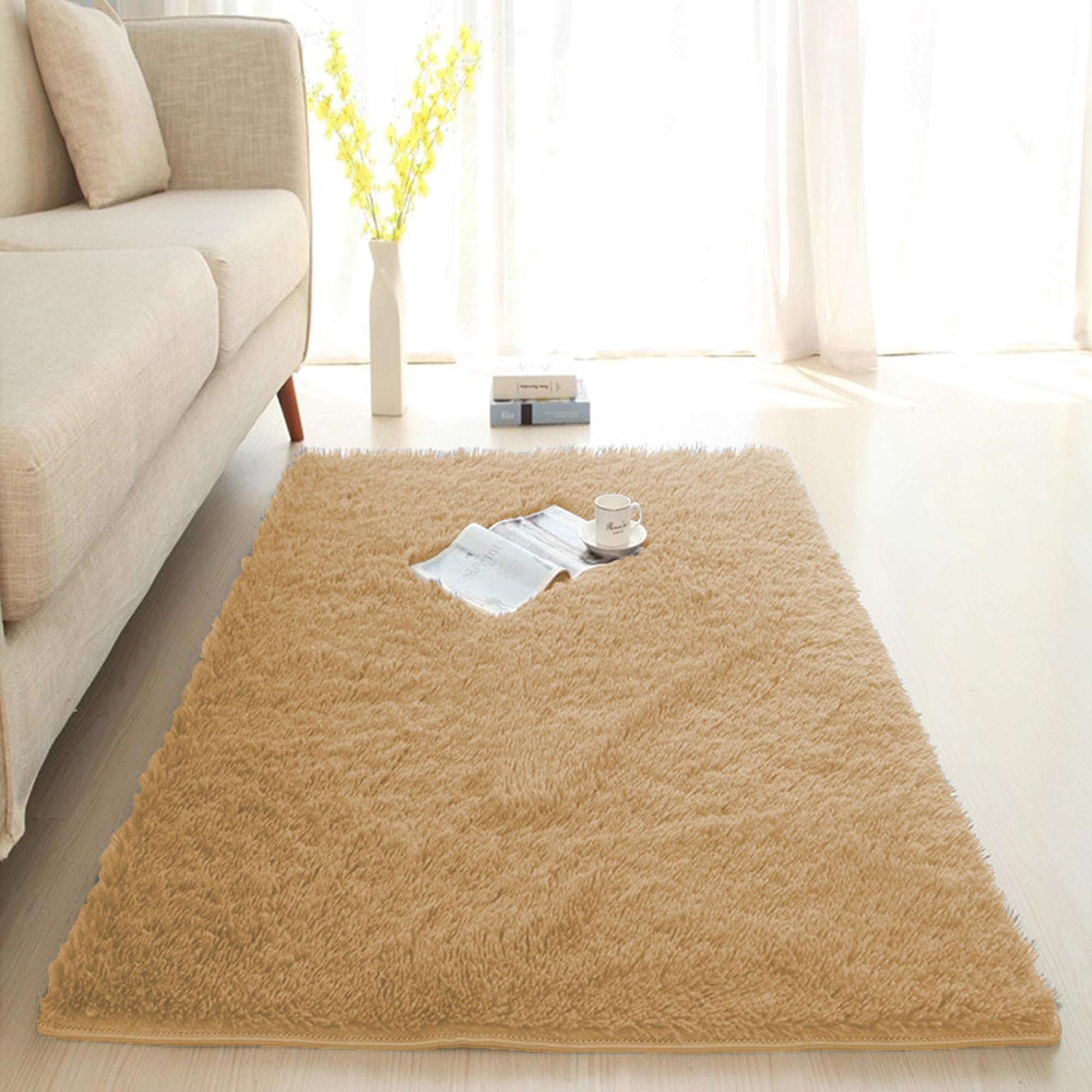 Tapis de sol moderne pour chambre d'enfant et aire de jeux douce en couleur kaki