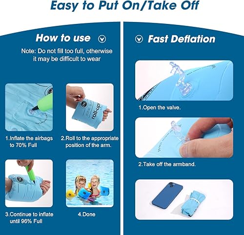 Miniatura 5 de Flotadores de brazo para niños, flotadores de entrenamiento de natación y gafas de natación para niños con antivaho y anti-UV (paquete de 4),