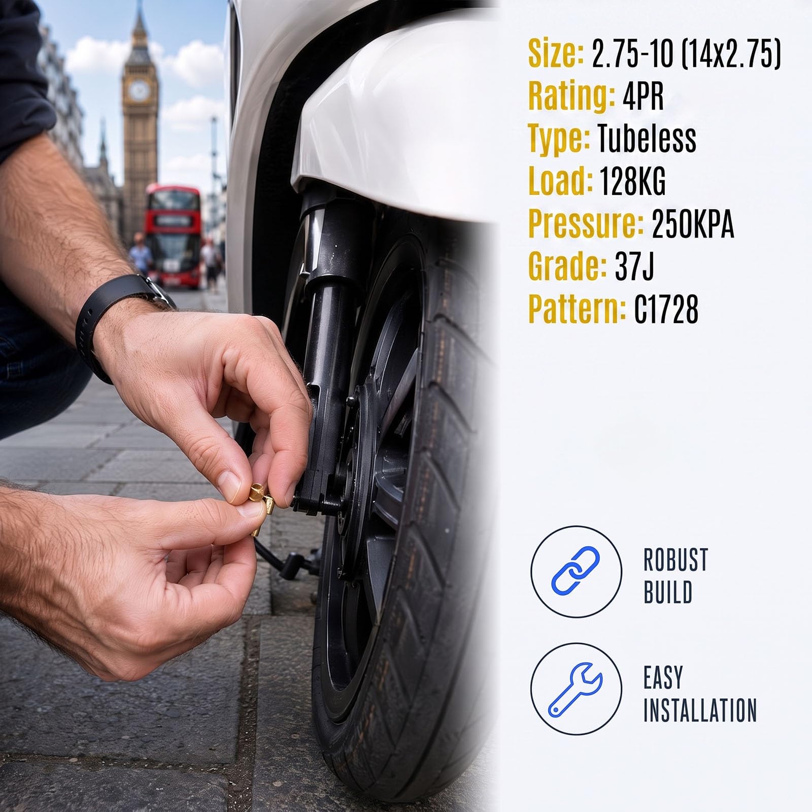 2.75-10 (14x2.75) Opona Bez Dętki do Hulajnogi Elektrycznej