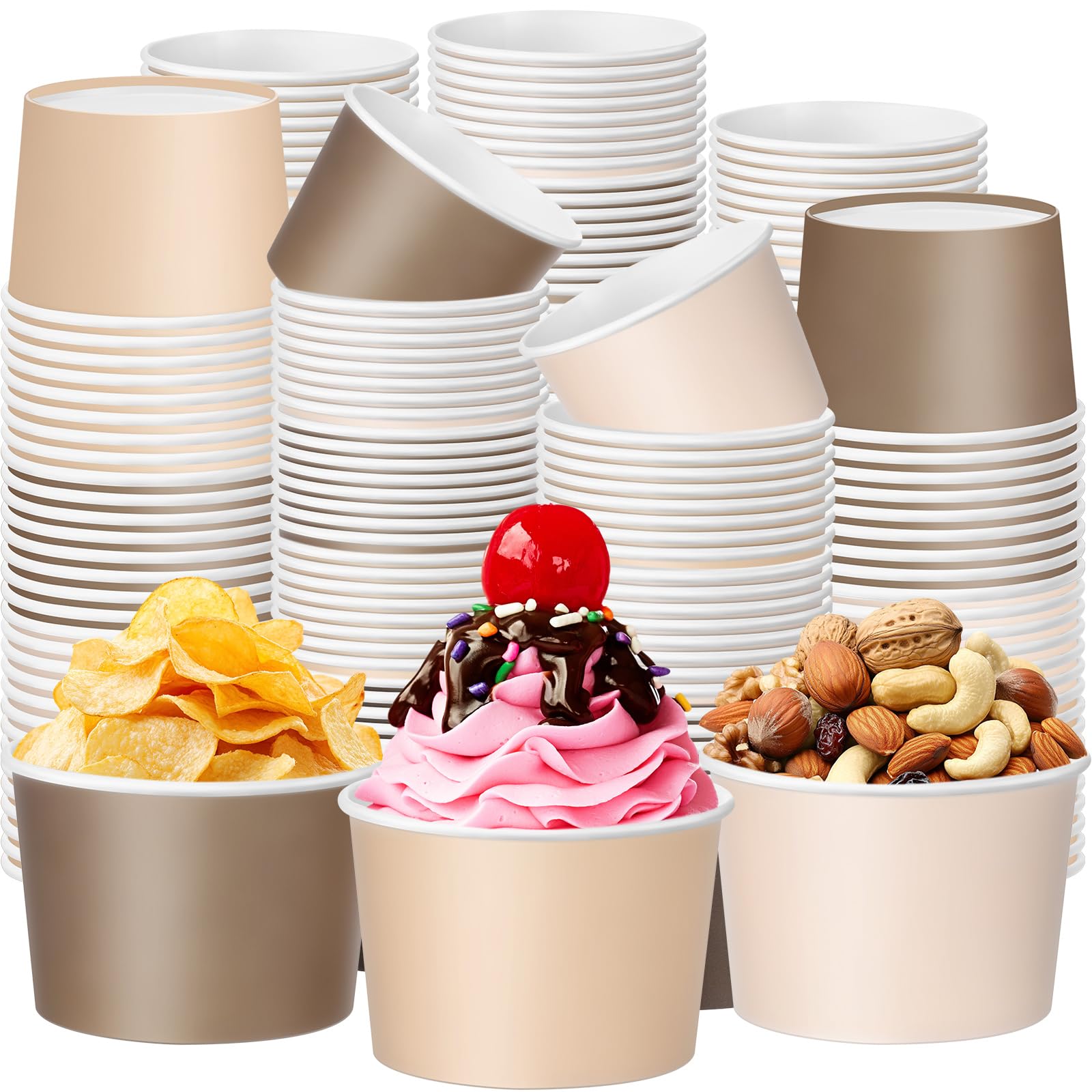 Photo 1 of Jingmore 60 Pcs Paper Ice Cream Cups 9oz Disposable,Gradient Brown