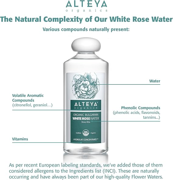 Bulgarian White Rose Water (Rosa Alba) - 100% Pure USDA Certified Organic Face Toner - 17 Fluid Ounces | 100% Pure White Rose Water (Rosa Alba) Hydrates, Tones, Soothes, and Refreshes Skin for a Healthy-Looking Complexion