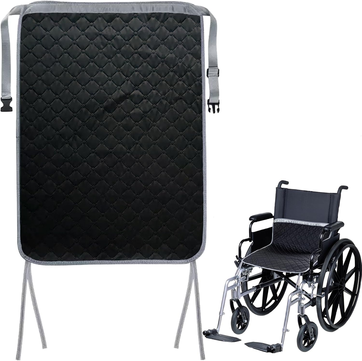 Wheelchair Waterproof Chair Pads for Incontinence, Washable Anti-Slip Wheelchair Pads for Seat, Reusable Highly Absorbent Wheelchair Seat Cover Pad with Seat Belt and Strap 27.5" x 19.68"
