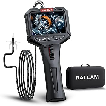 RALCAM Two-Way Articulating Borescope, 3.5" Industrial Endoscope Camera with Light Semi-Rigid Video Inspection for Automotive Engine, HVAC, Mechanical, Wall