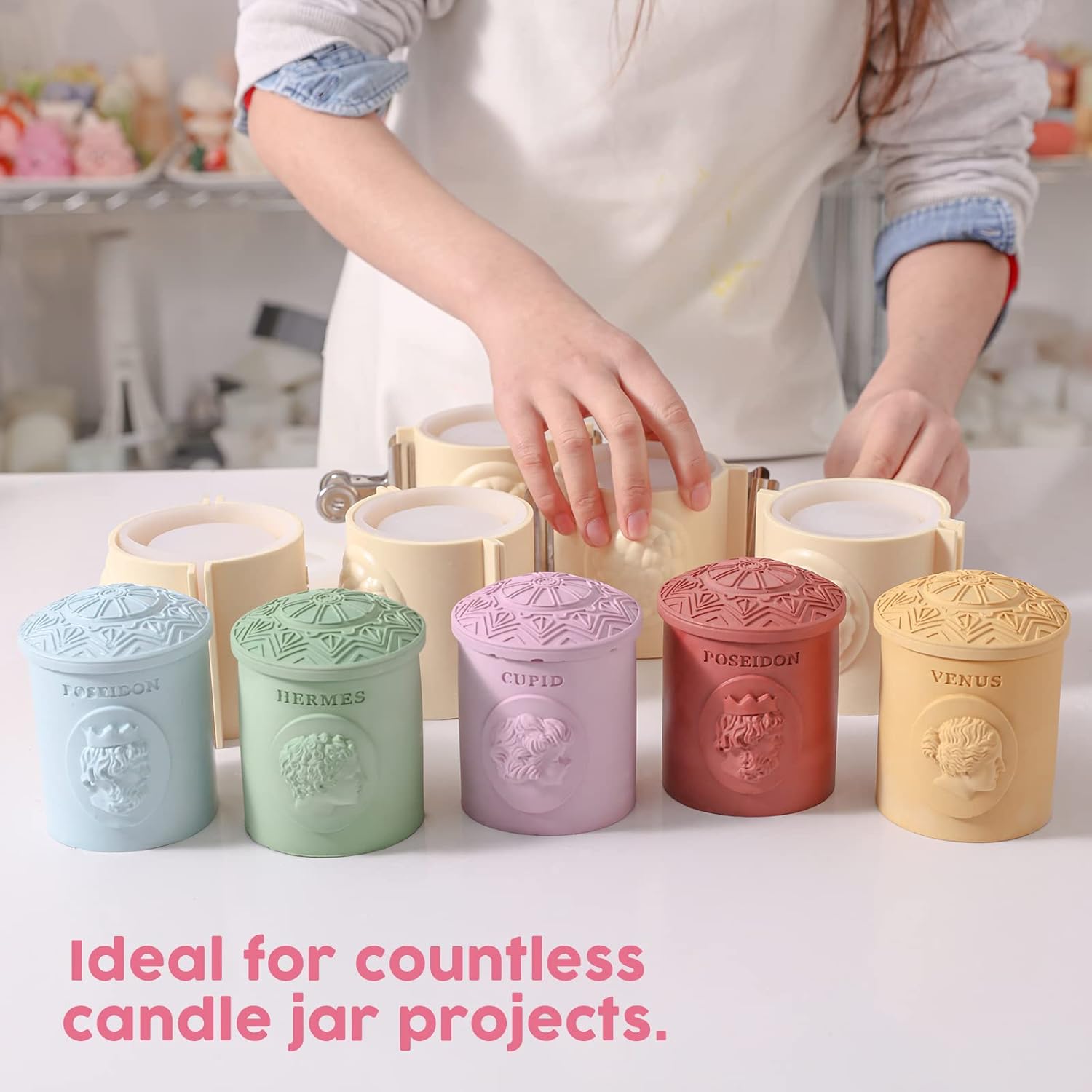 BOOWAN NICOLE Candle Jar Mold,Cylindrical Cement Candle Vessels Mould Concrete Silicone Molds for Home Decoration (SH0956)