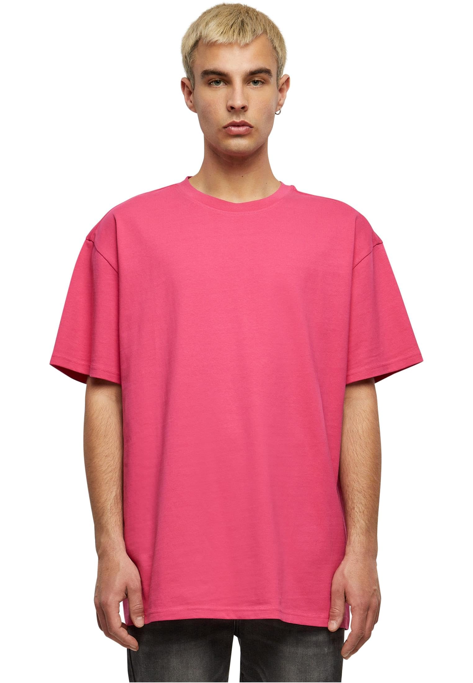 Build your Brand Men's Heavy Oversize Tee, Hibiscus Pink, 3XL