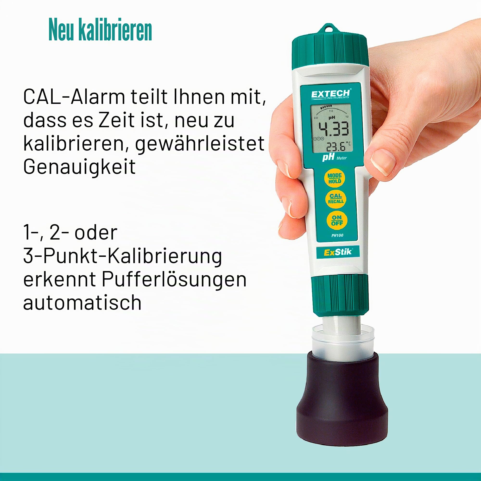 Extech Wasserdichtes pH-Messgerät, 1 Stück, PH100
