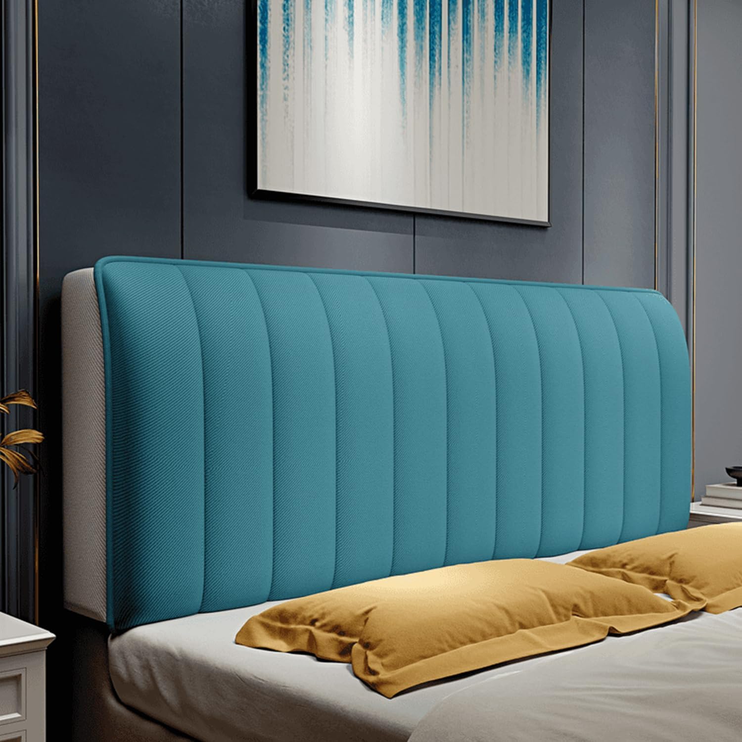Waterproof Bed Headboard Cover Full Queen Size Thicken Bed Headboard Slipcover Technology Cloth Dustproof Headboard Cover for Bedroom Headboard Protector Cover (Blue,2m)