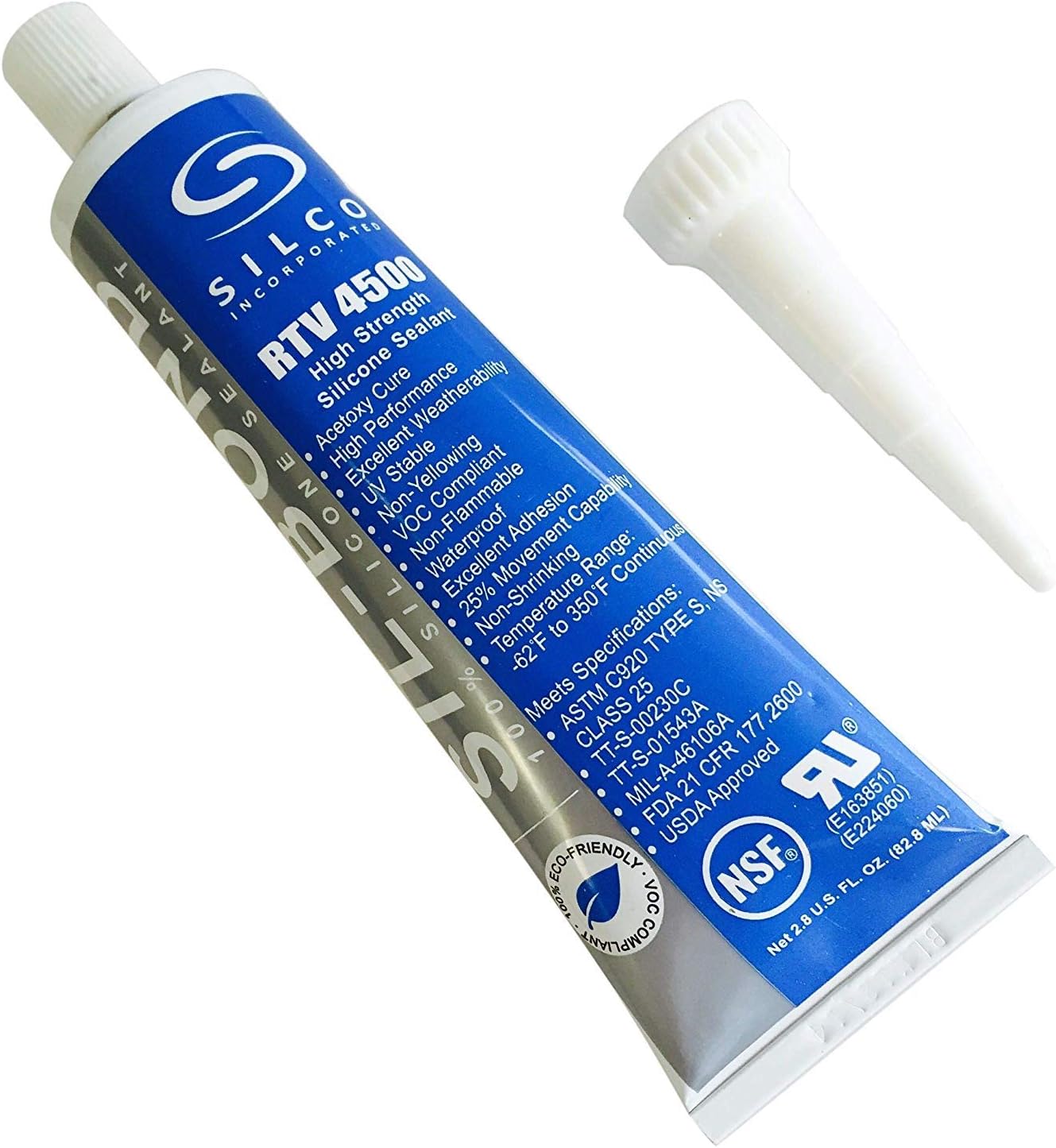 Silicone RTV 4500 FDA Grade High Strength Silicone Sealant, Black (2.8 fl.oz)