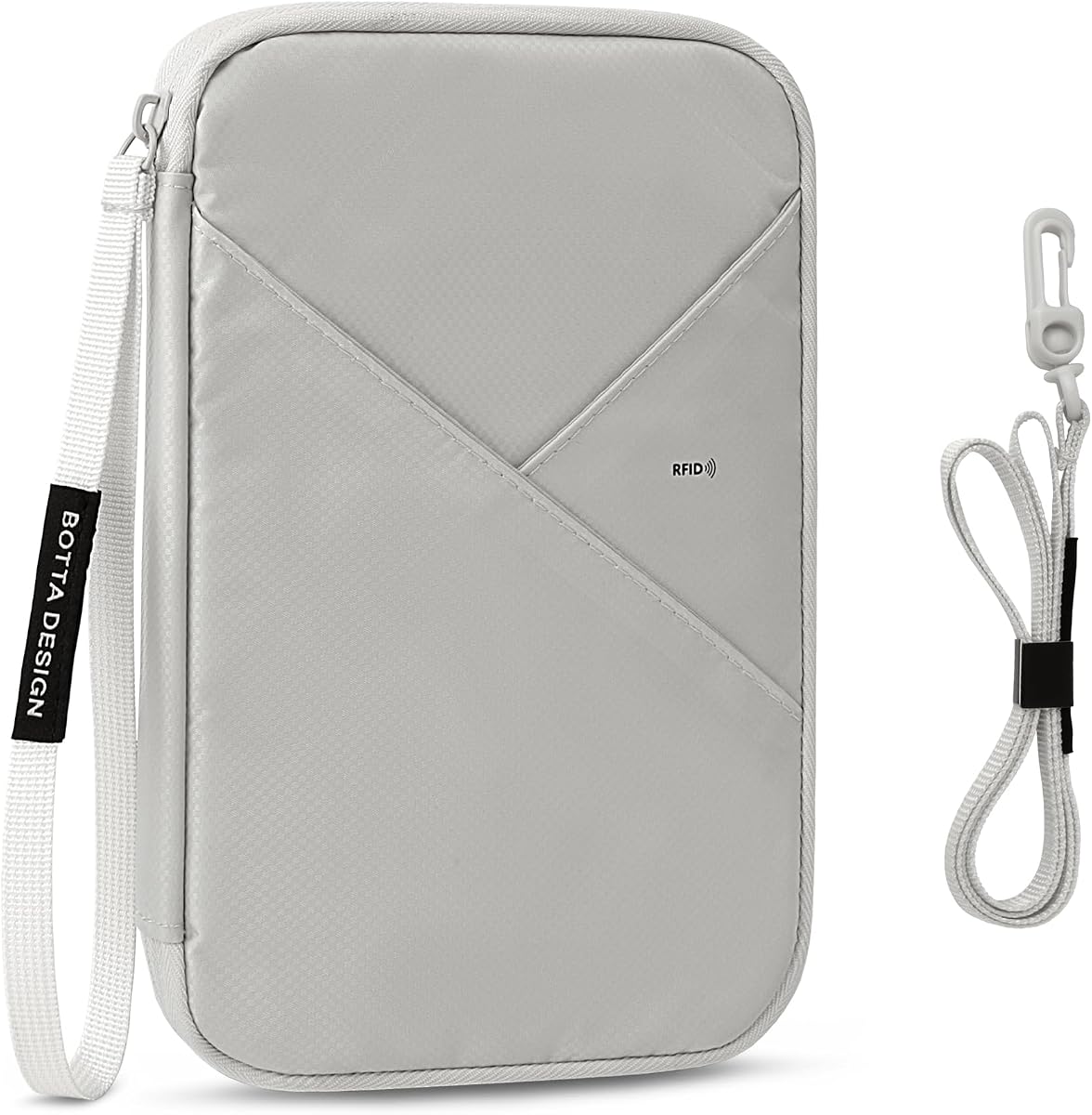 Porta Pasaporte Familiar para Viajes, Cartera para Pasaportes RFID, Gris, L
