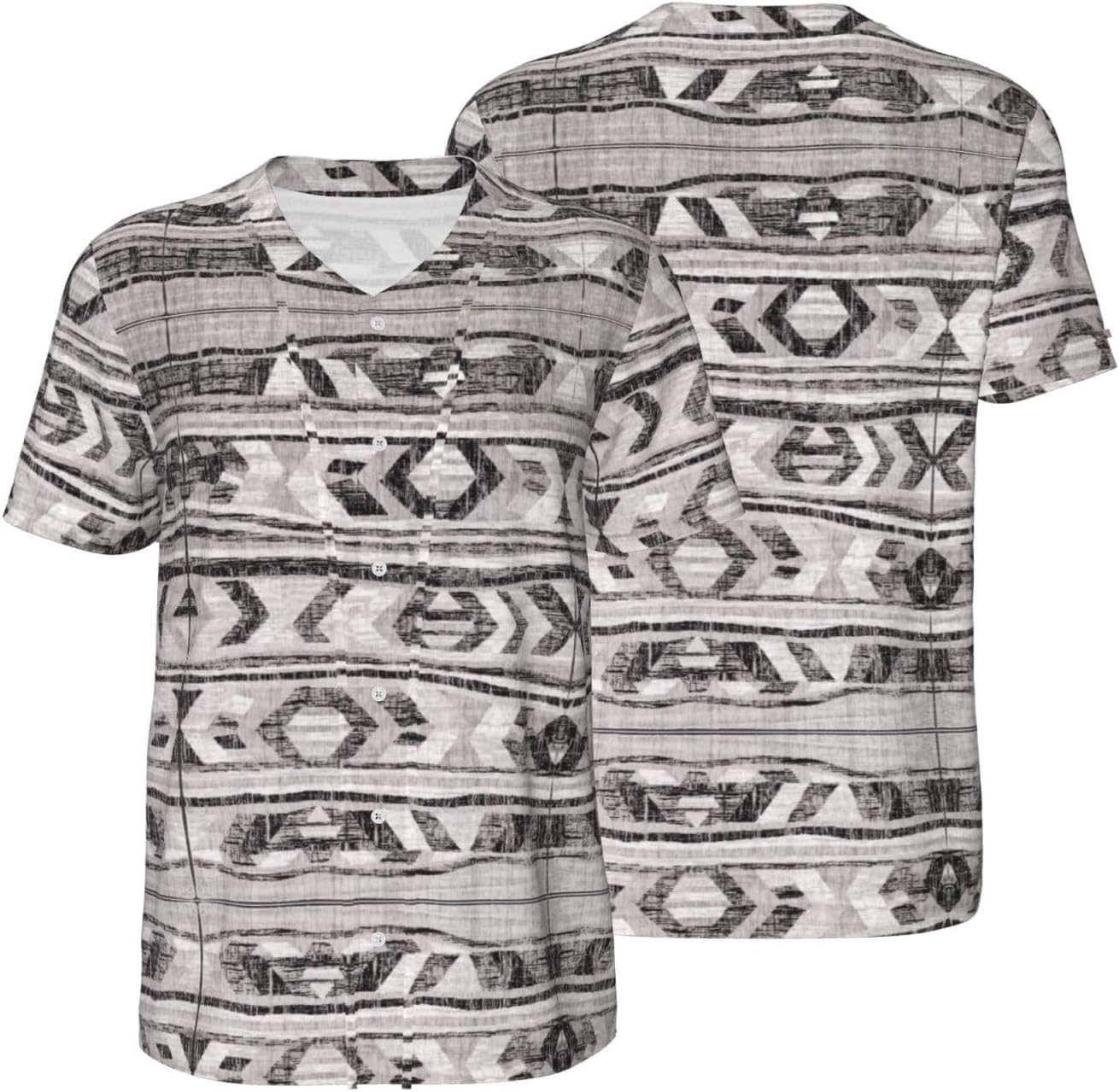 Grey Tribal Stylish Softball Jersey,Personalized and Breathable Baseball Button Down for Men for All Seasons and Occasions