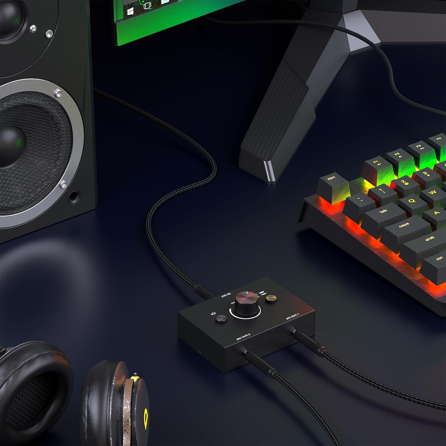 3.5mm Stereo Audio Switch Audio Switcher Passive Speaker Headphone Manual Selector Splitter Box Audio Sharing