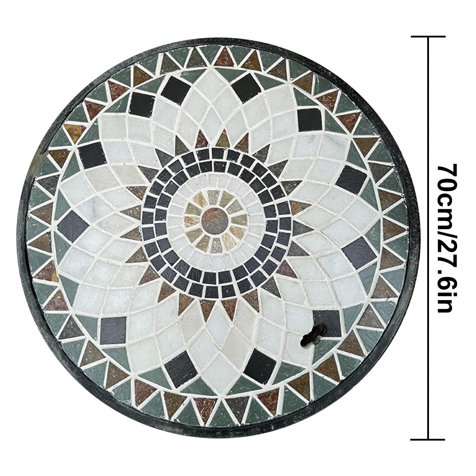 Chiusino Pozzetto in Pietra, Tombino per Pozzo Decorativo con 1 Gancio e Rete Protettiva, Coperchi Pozzetti per Cortile, Villa e Parco(White)