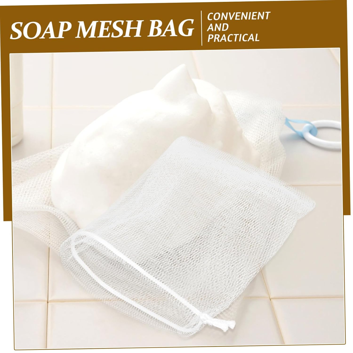 VICASKY 4-Pack Exfoliating Soap Mesh Pouch Set Handmade Bubble Net for Facial Cleansing for Travel and Shower Colorful Soap Saver Bags Random Color