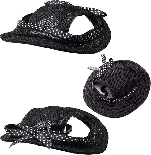 Miniatura 2 de MaruPet Gorra de princesa de ala redonda, gorra de malla porosa con agujeros para las orejas para perros pequeños, Pug, Chihuahua, Shih Tzu,