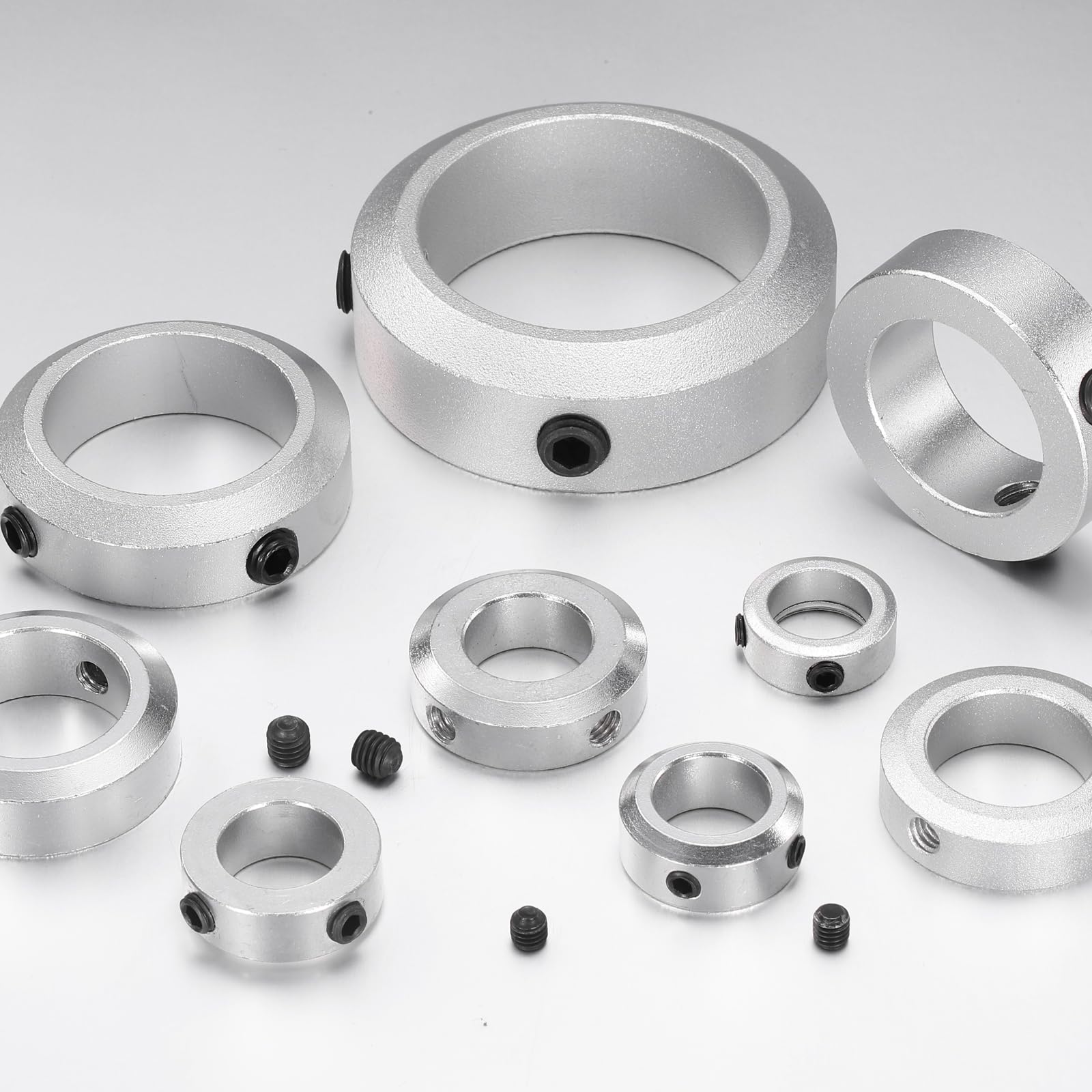 sourcing map 2-teiliges Schraubenbund-Set, 50 mm Bohrung, Schaftmanschetten aus Aluminiumlegierung, 70 mm Außendurchmesser, 22 mm Breite, Achsmanschette für Linearstangenwellenführung