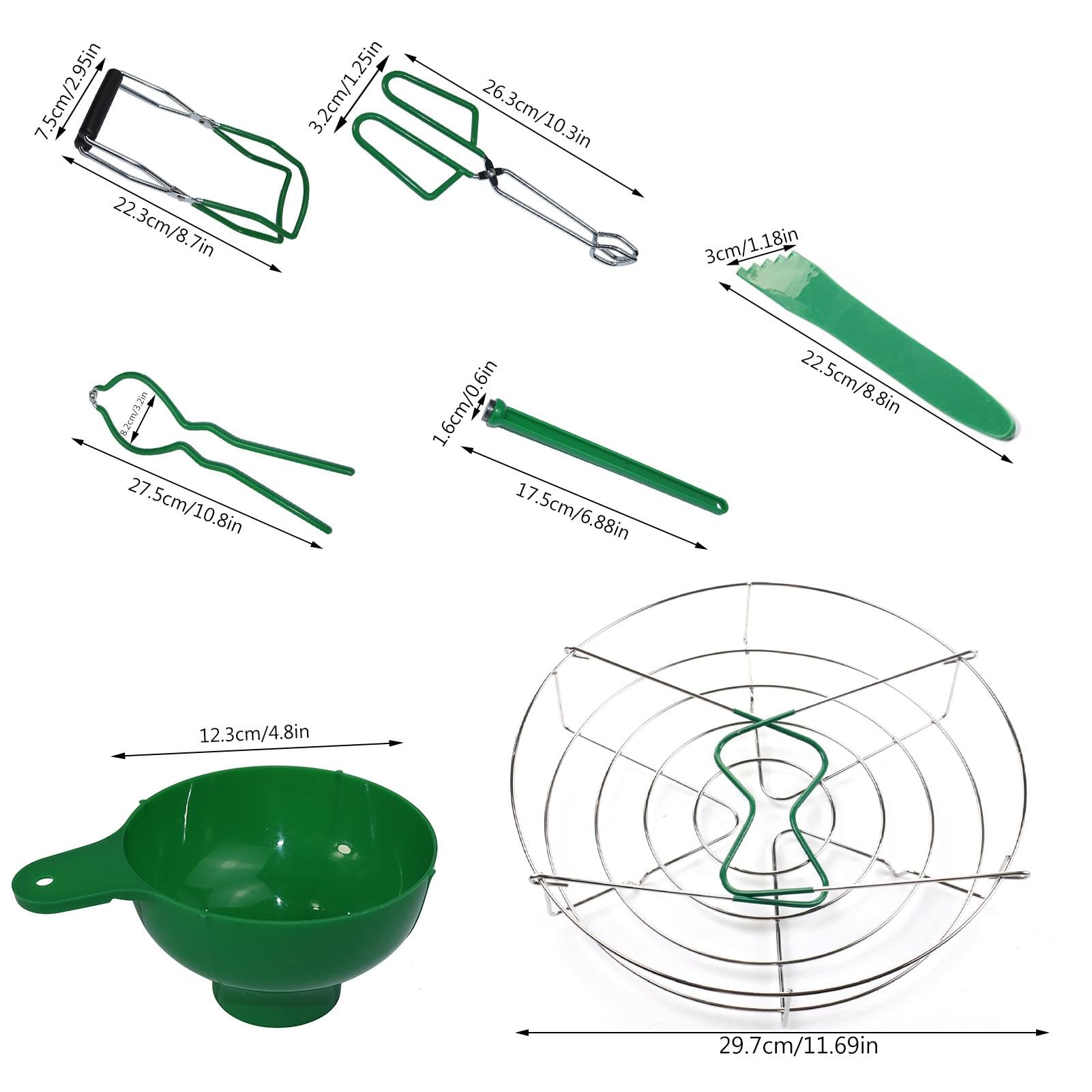 Home Kit di strumenti per l'inscatolamento, pinze per sollevare barattoli di vetro, set di inscatolamento in acciaio inox, imbuto per riempimento e apribottiglie per una facile apertura dei coperchi