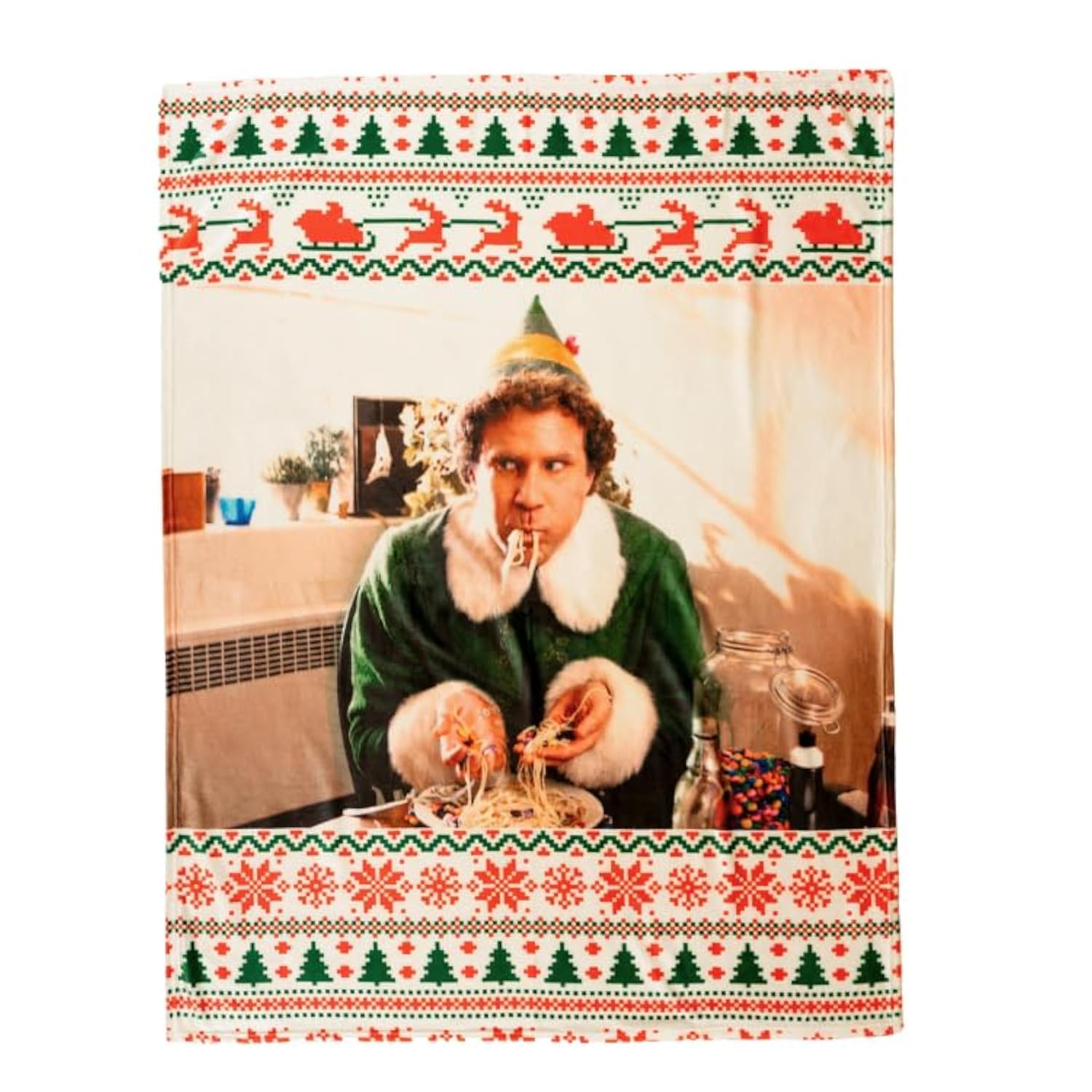 Franco Elf The Movie Buddy Spaghetti Holiday Christmas Bedding Soft Plush Blanket Throw, 46 in x 60 in, (Officially Licensed Product)