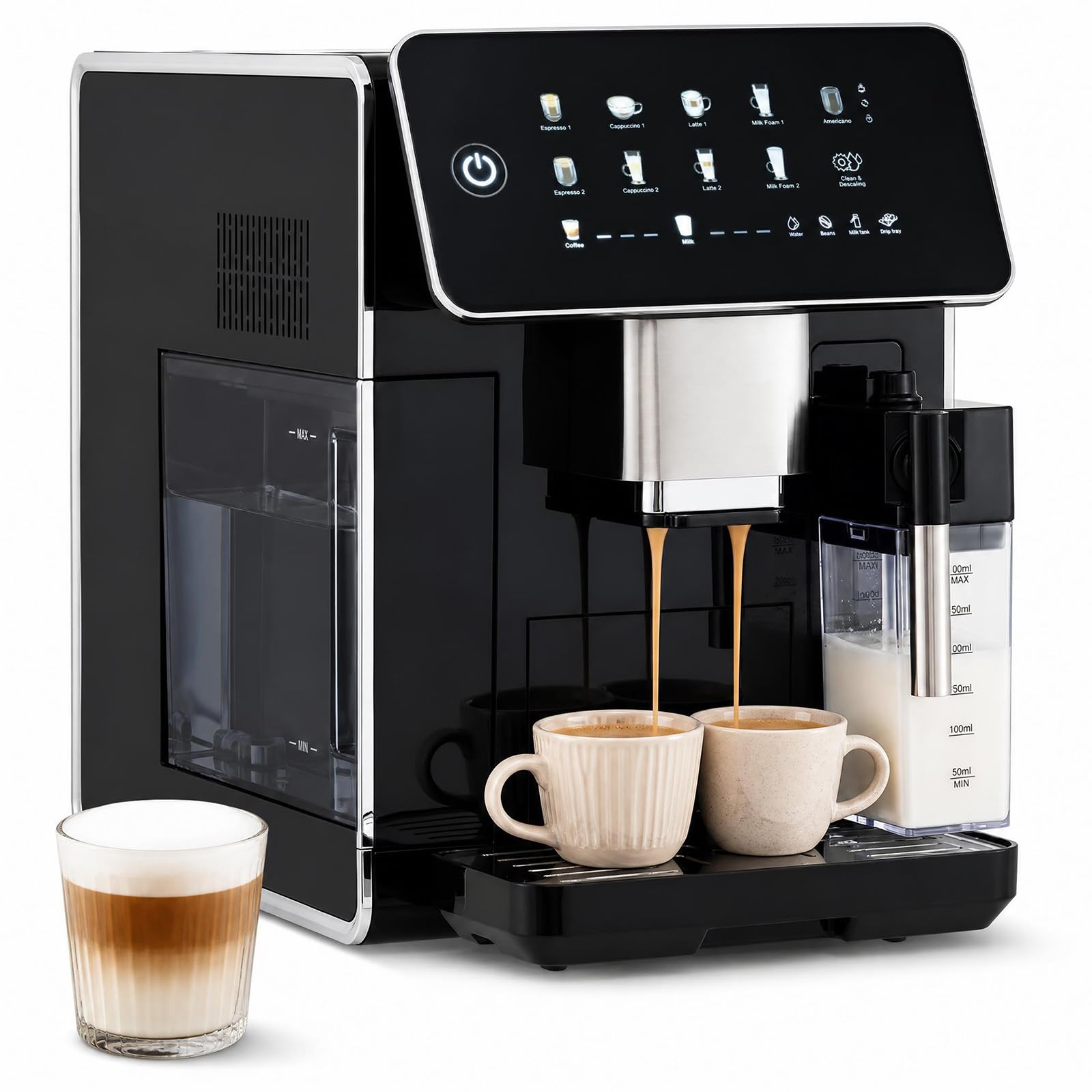 GIANTEX Machina Caffè Automatica e Professionale, 15 Bar, 2 Tazze