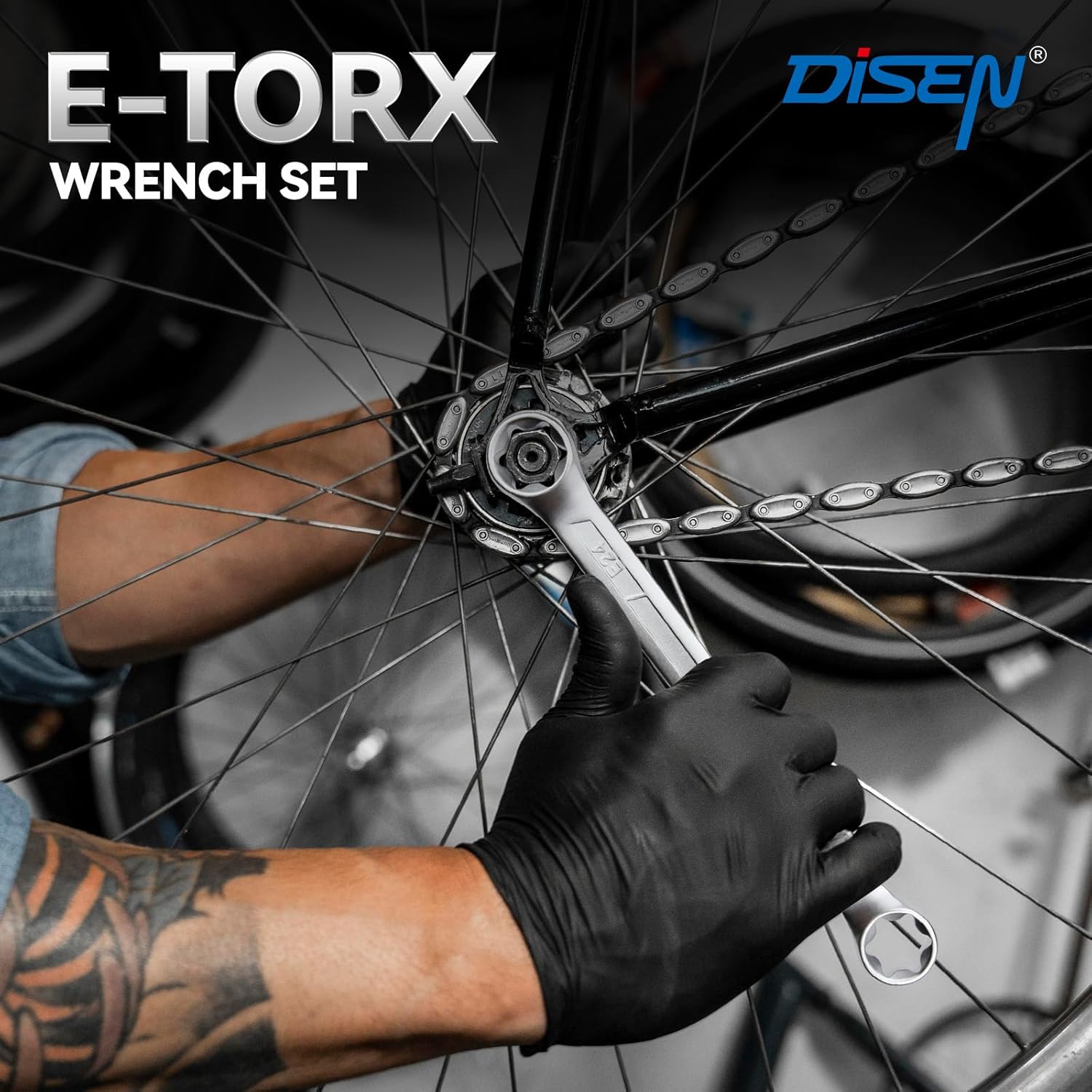 DISEN 6-Piece E-Torx Wrench Set, Double Box End Wrench Set, CR-V Steel, Spanner Set Including E6*E8, E7*E11,E10*E12, E14*E18, E16*E22 and E20*E24
