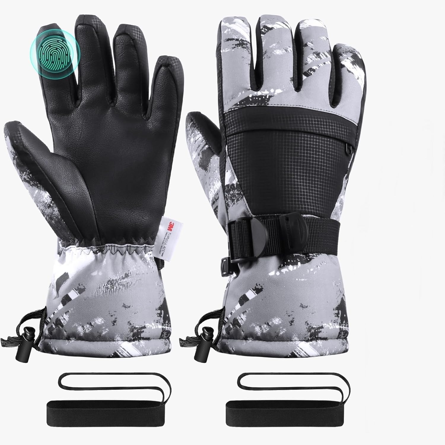 Ski Gloves, Waterproof Snow Gloves Winter Gloves, Windproof Touchscreen Cold Weather Gloves for Men Women Kids