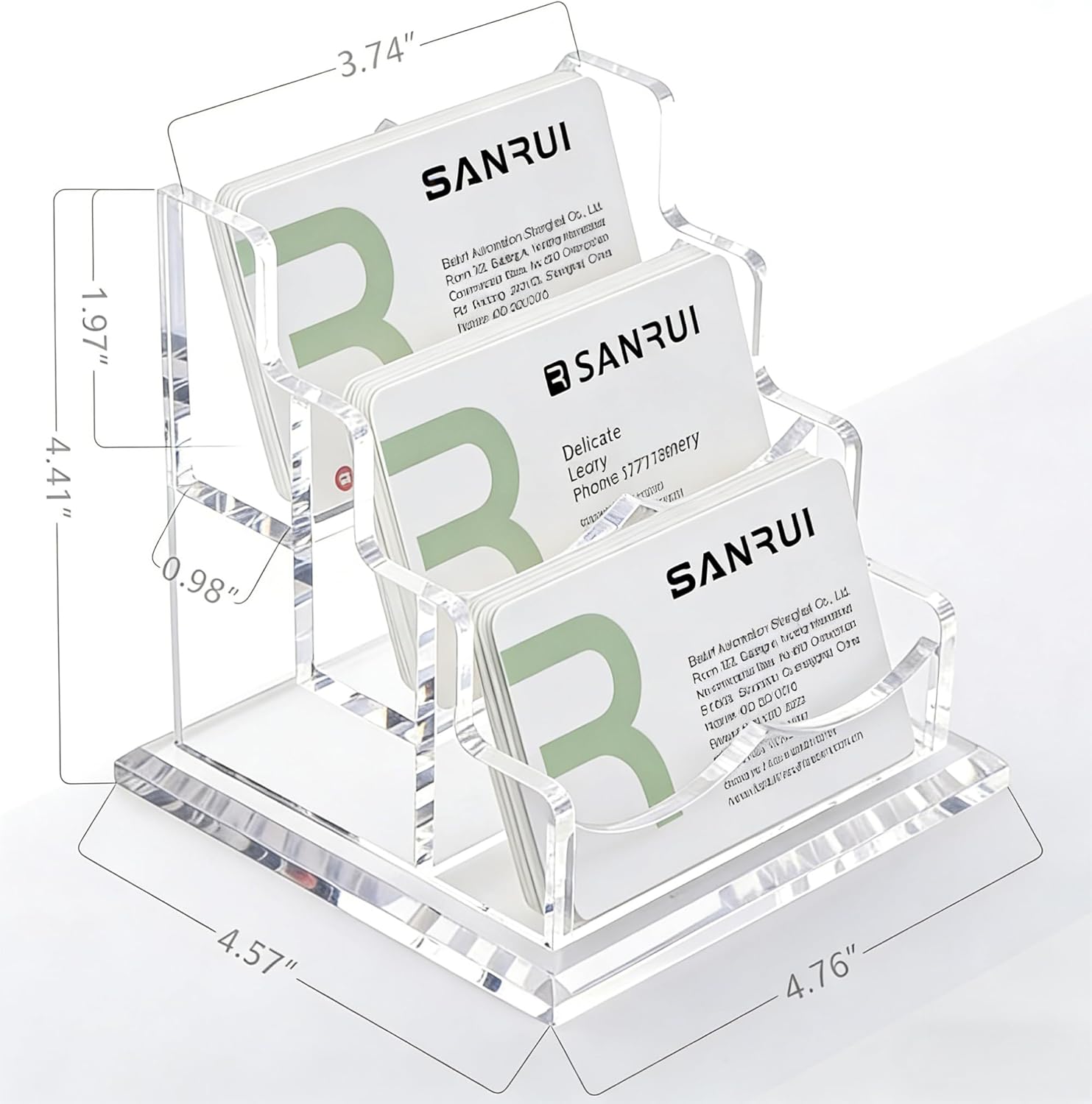 YUXUN Business Card Holder Display for Desk, Clear Acrylic Cards Organizer 3 Tier 3 Slots, Business Card Stand for Men and Women 1 Pack (3 slots) 3slots
