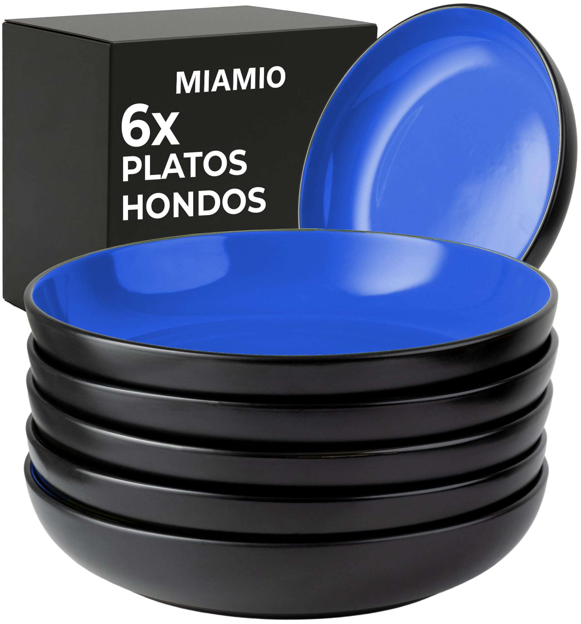 MIAMIO - 6 x 500ml Juego De Cuencos/Tazones Exterior Negro Interior De Color - Le Papillon Colección (Multicolor) — view 34