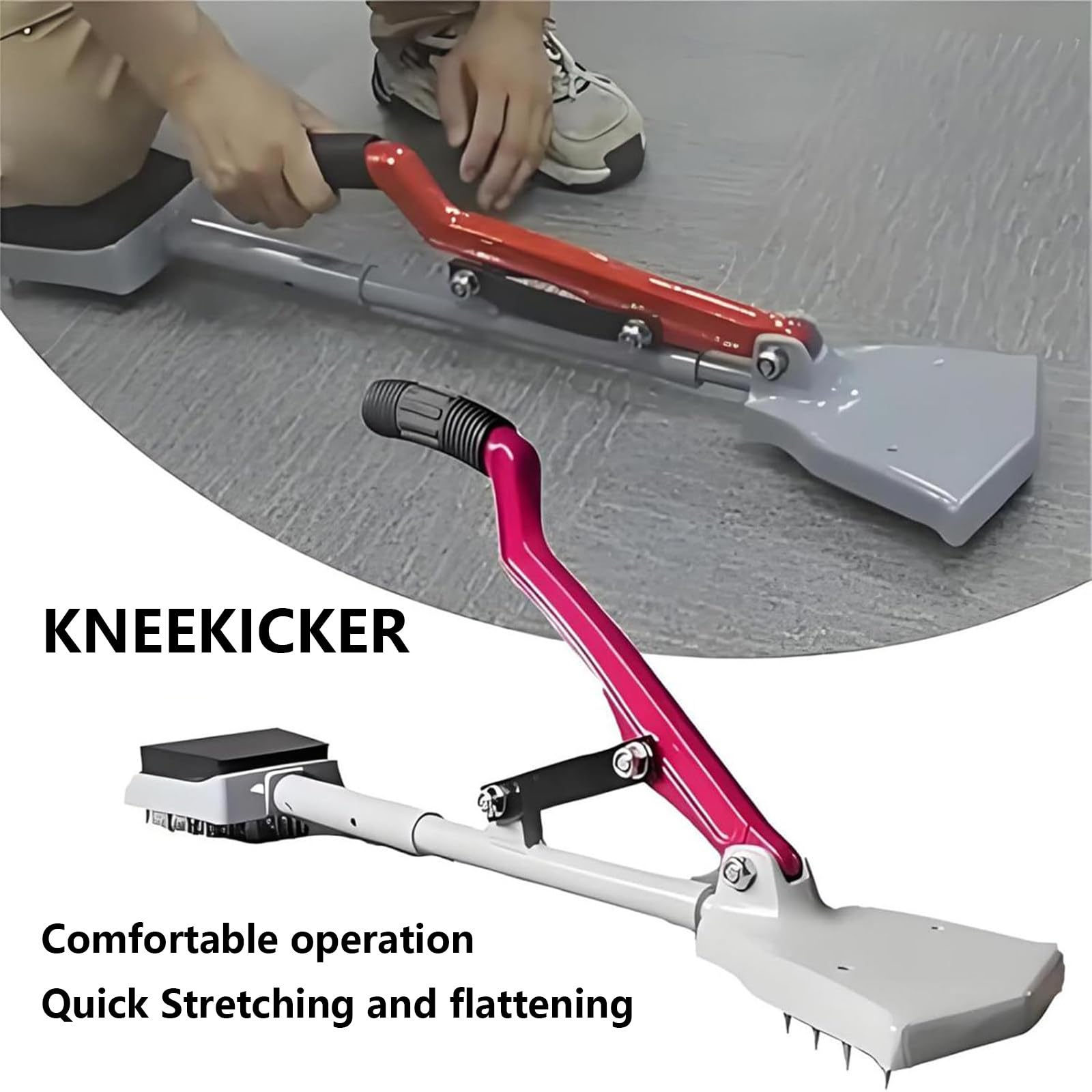 Kit de civière de tapis – Design sans genou avec poignée en caoutchouc souple et pinces pour projets de bricolage de sol