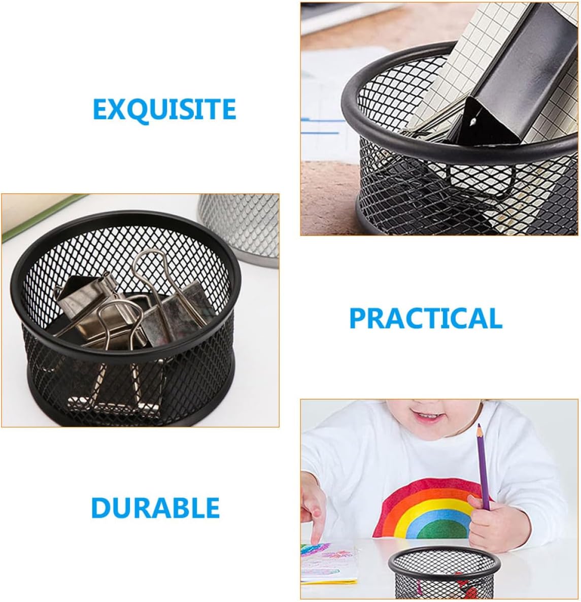 Cabilock 6 Pcs Mesh Paperclip Holders for Desk, Metal Mesh Paper Clip Organizer Dispenser Function, Office Supplies Storage Containers for School and Workspace