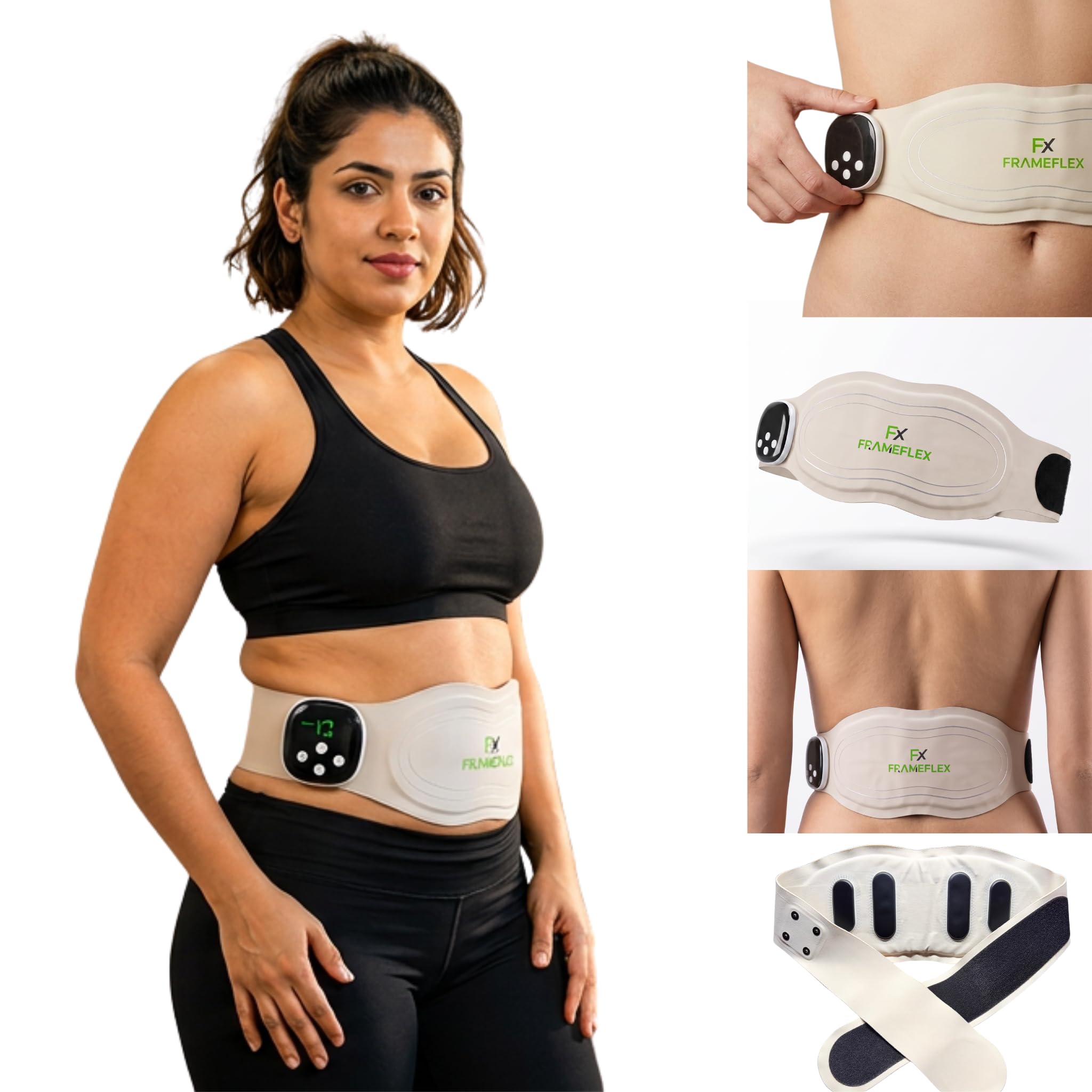 EMS Muscle Stimulator Belt for Men & Women - Abs Toning, Muscle Pain Relief and Heat Therapy - 8 Modes, 19 Intensity & 3 Heat Levels - Wireless Remote - Fat Burner-image-6