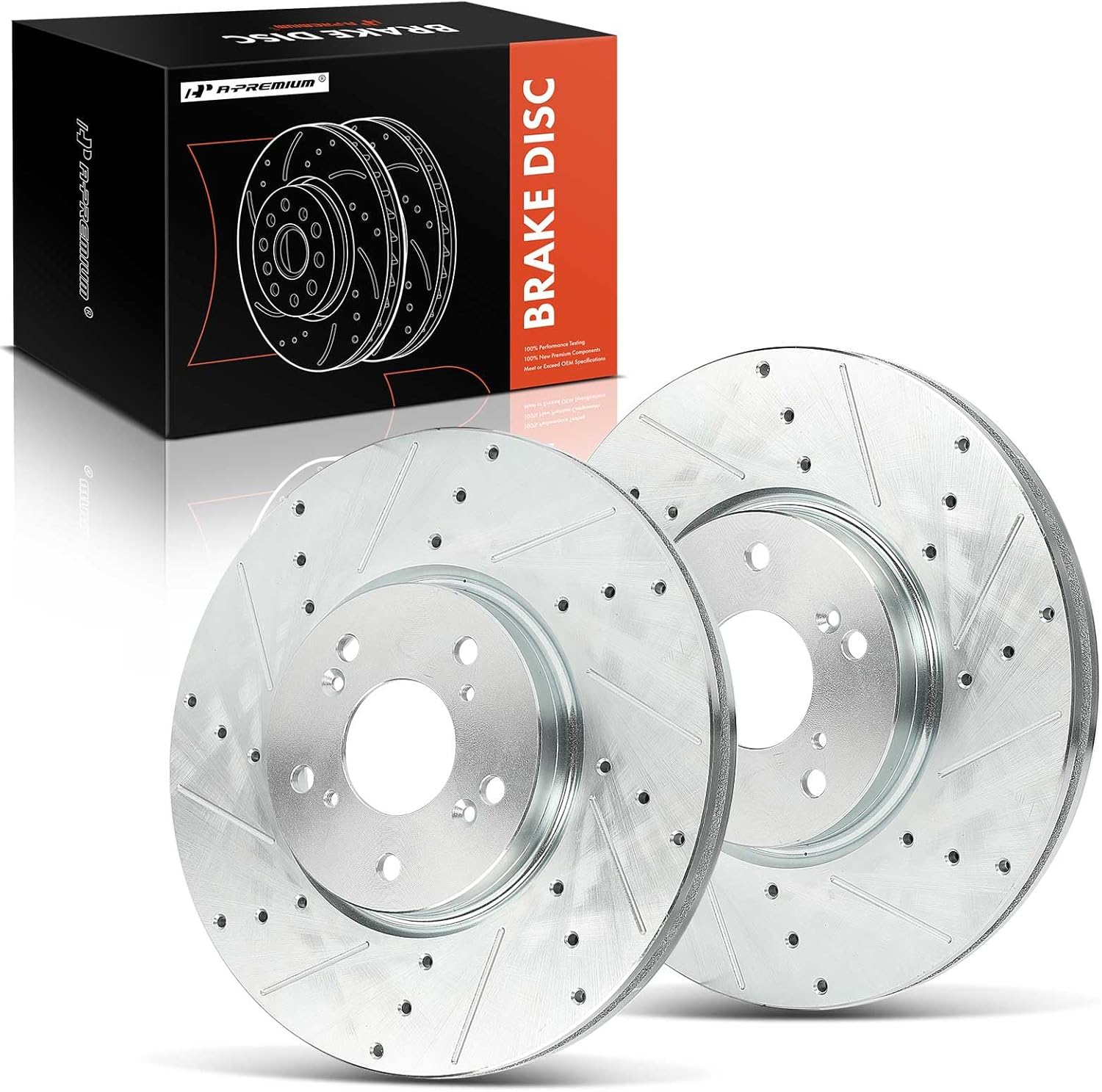 A-Premium 12.20 inch (310 mm) Front Drilled and Slotted Disc Brake Rotors Compatible with Select Acura Models - TL 2004 2005 2006 2007 2008, 2-PC Set