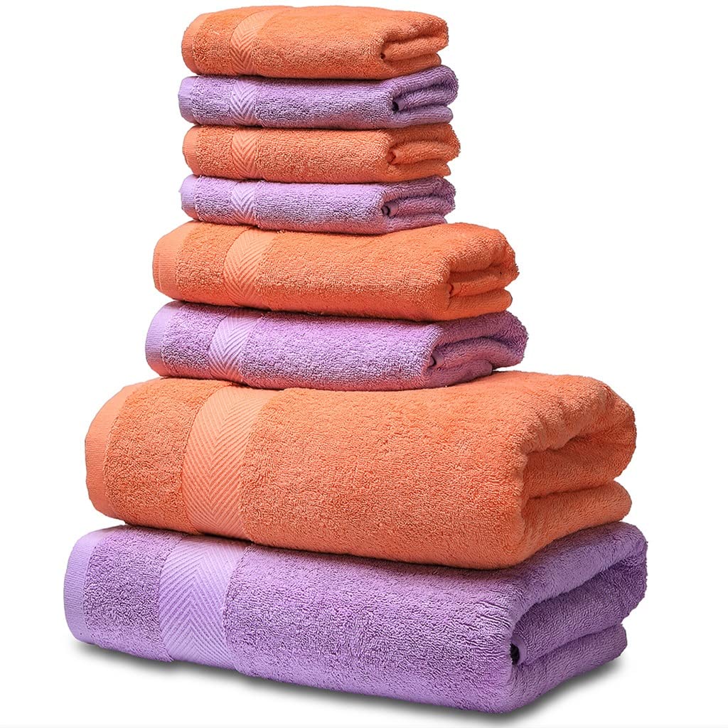 Bath Towel Set 2 Large Bath Towels 2 Hand Towels 4 Washcloths Cotton Highly Absorbent Bathroom Towels Pack
