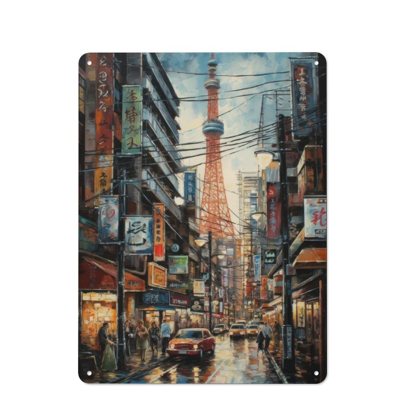 Junmoney Tokyo Urban Energy Japan Classic Metal Plaque 40X30cm Featuring Bistro Wall Plaque For Kitchen, Cafe, Pantry Or Dining Room