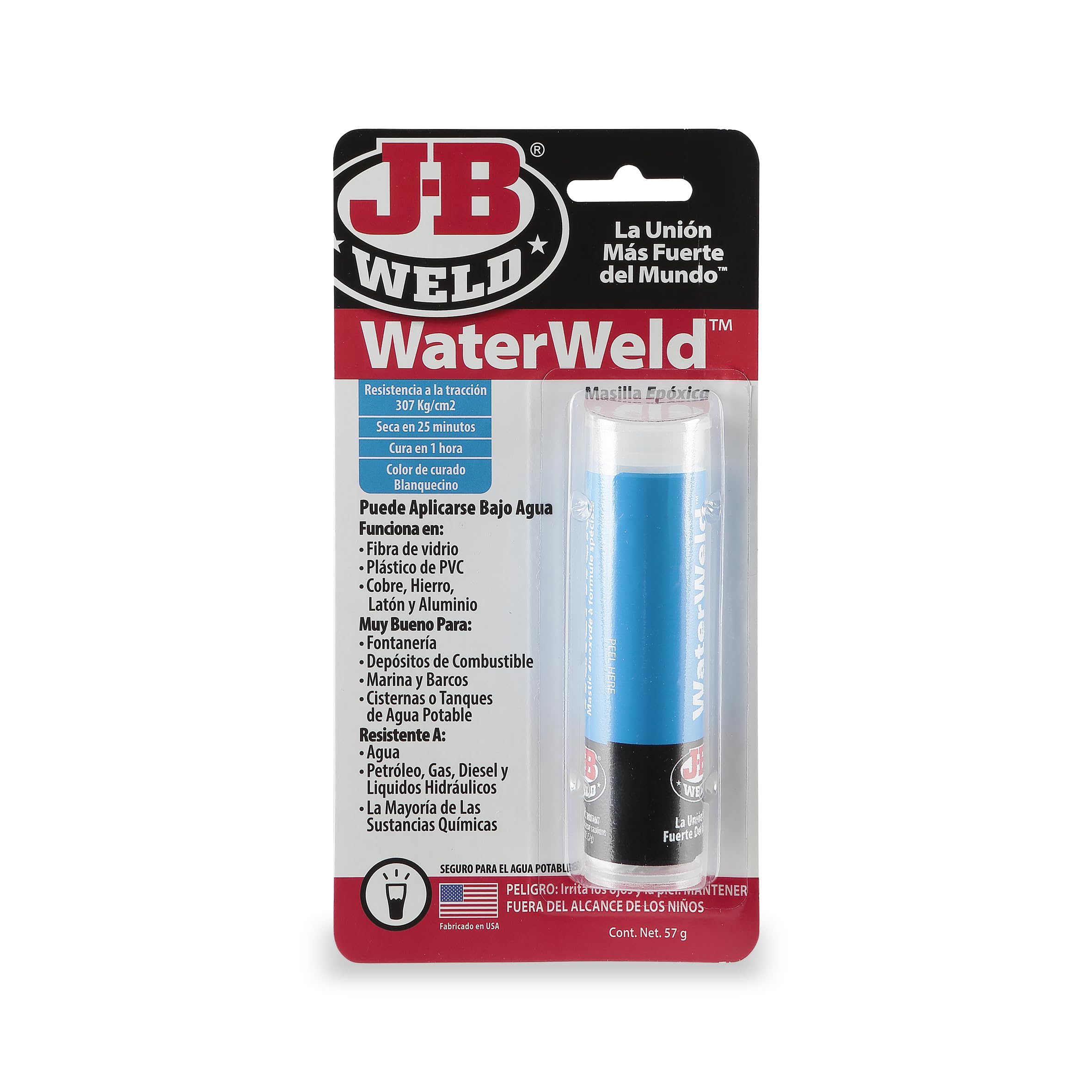 J-B Weld 8277SPA - Barrita Fuga de Líquidos - Bicomponente - Masilla - Resina - Epoxi - Hogar - Fontanería - Cisternas - Depósitos - Reparaciones - Múltiples superficies - 57gr