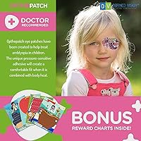 Vista 6 de Opthopatch Defined Vision - Parches para ojos para niños, diseño divertido para niñas [Serie II], 60 + 10 vendajes adhesivos de algodón