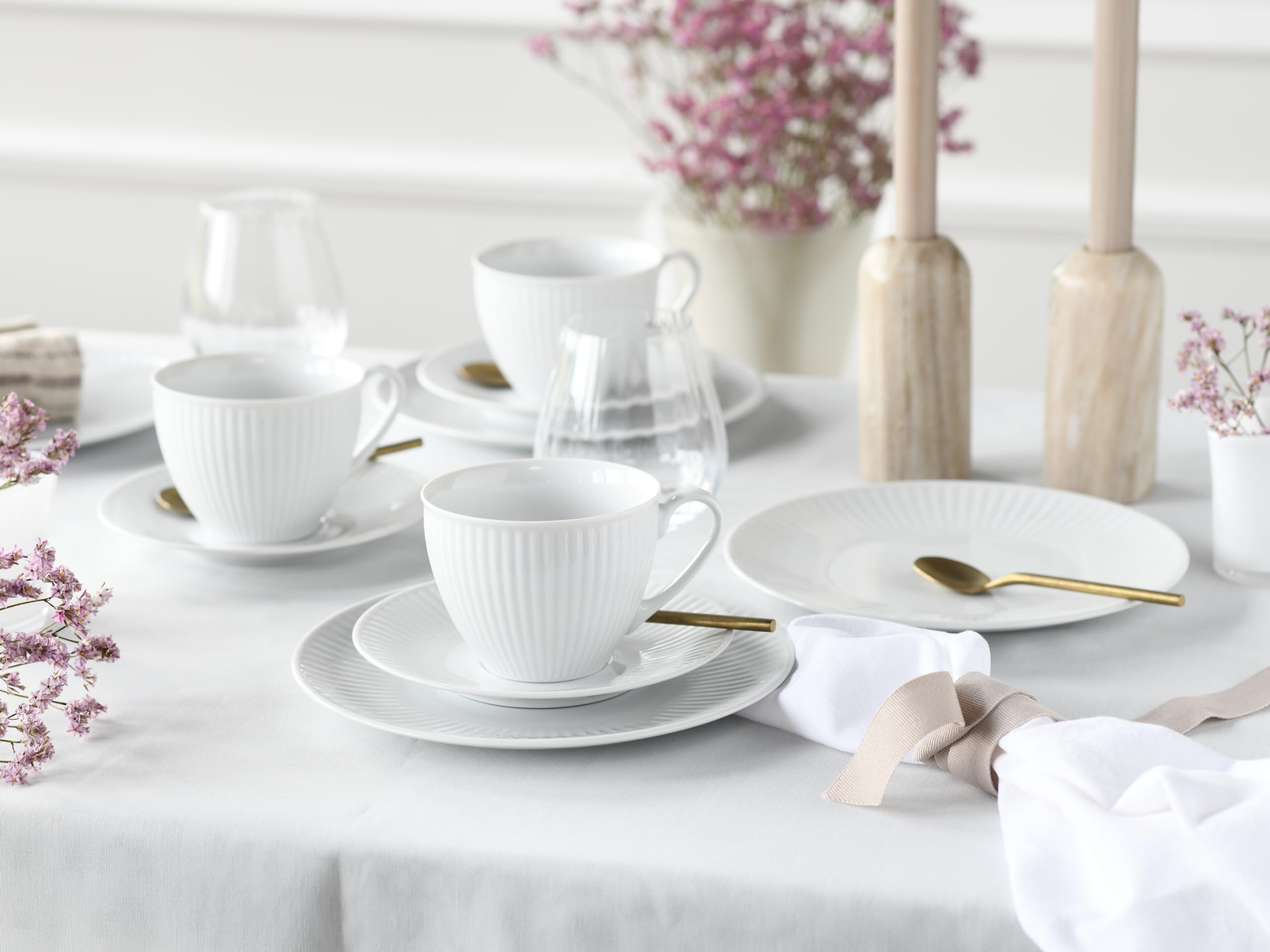 CreaTable 21876 Série Valenica Service à café en porcelaine pour 6 personnes Blanc