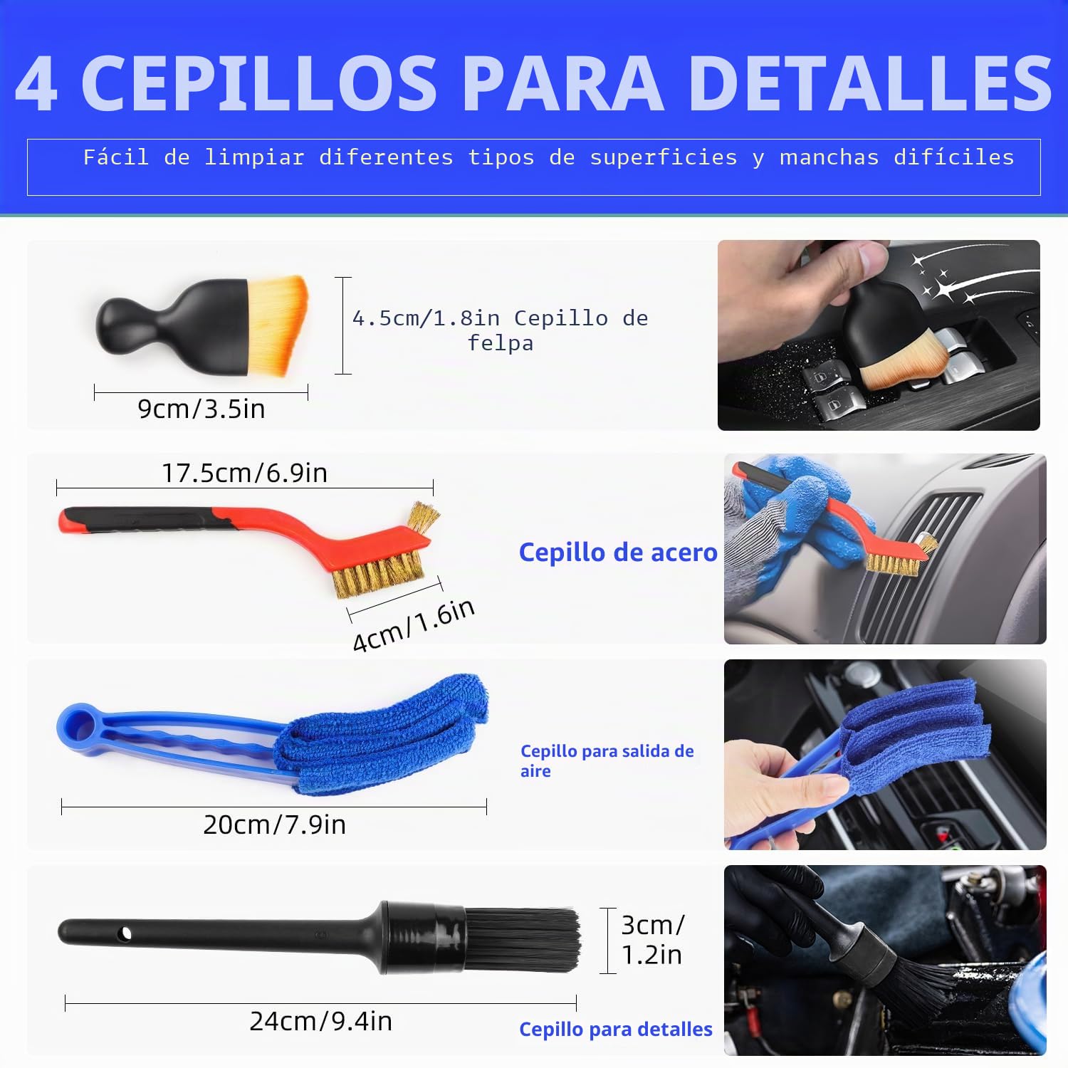Kit de limpieza de coche de 14 piezas, productos de lavado de automóviles de primera calidad con juego de limpieza de vidrio especializado, kit de lavado de coche interior y exterior, cepillo