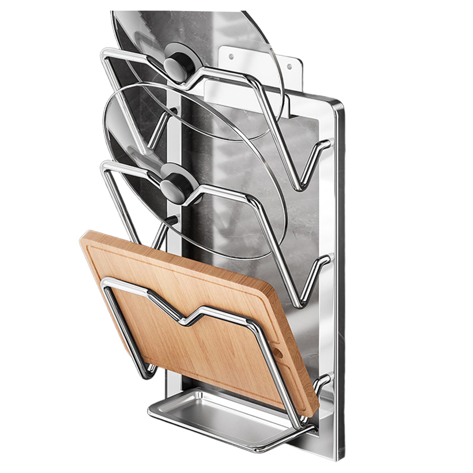 Piceioep Space Efficient Stainless Steel Pots Lid Stand Space Saving Cookware Storage Rack Home Organization Accessories Kitchen Organiser Rack