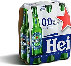 Heineken Cerveja Lager Sem Alcool, Long Neck 330ml, Pack 6 Unidades
