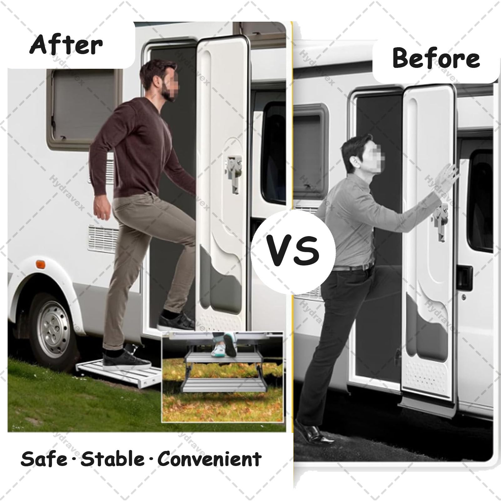 Klappbare Wohnmobiltreppe, elektrisch ausziehbare Wohnmobiltreppe, Wohnwagentreppe, Aluminiumlegierung, rutschfeste Pedale, für Wohnmobile, Camper und Wohnwagen Single-12V